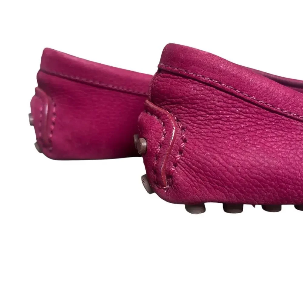 Tory Burch Cranberry Red Kendrick Driver Loafers Size 7 .5 Flats Leather